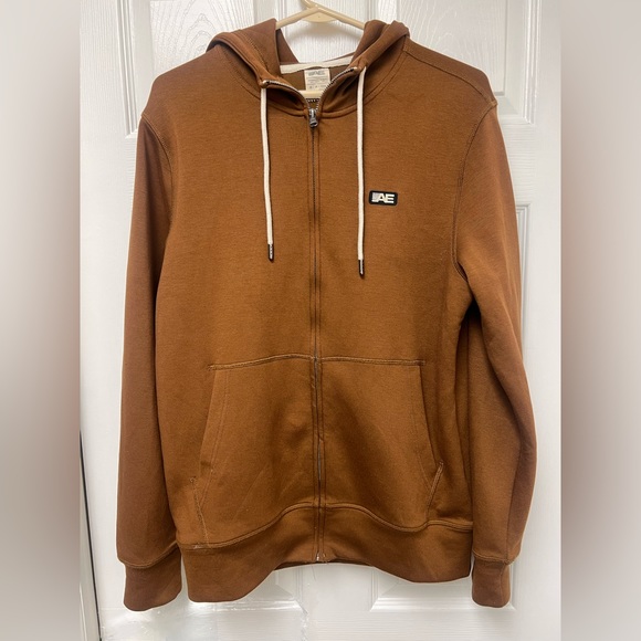 American eagle AE S small men’s zip up hoodie sweatshirt brown tan color - Picture 1 of 4